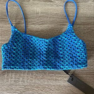 TRIANGL Blue Crochet Bikini Top